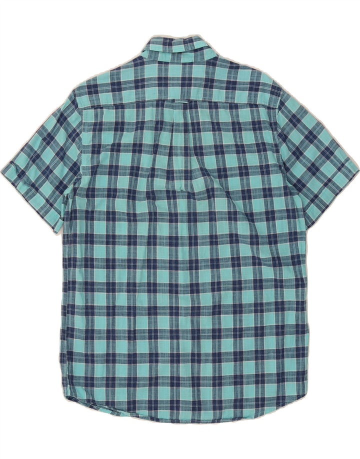 IZOD Mens Short Sleeve Shirt Medium Turquoise Check Cotton Vintage Izod and Second-Hand Izod from Messina Hembry 