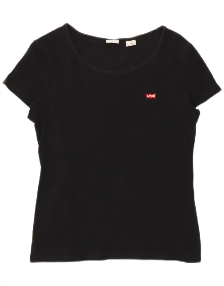 LEVI'S Womens T-Shirt Top UK 14 Large Black Vintage Levi's and Second-Hand Levi's from Messina Hembry 