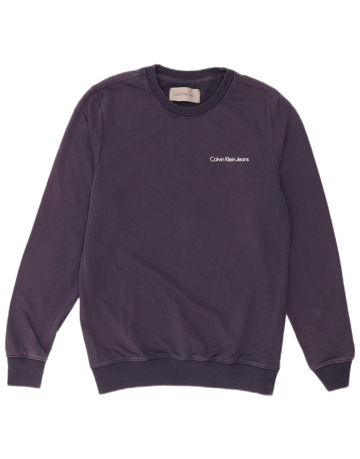 CALVIN KLEIN JEANS Mens Sweatshirt Jumper Small Navy Blue Cotton