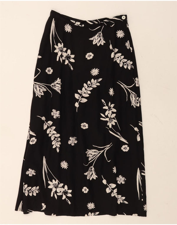 Laura Ashley ženska midi suknja UK 12 srednje W26 crna cvjetna viskoza