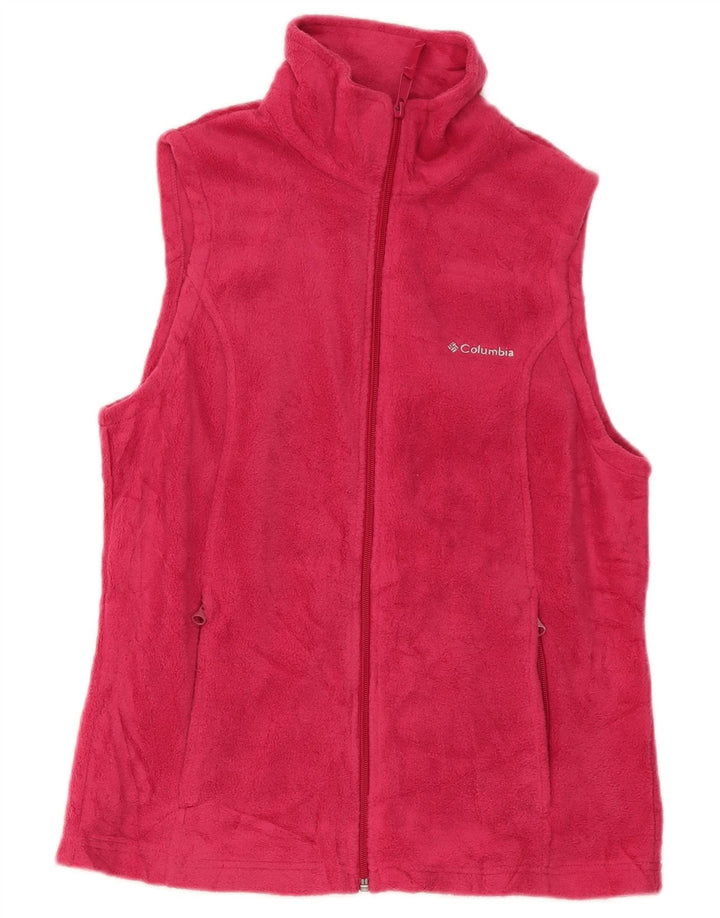 COLUMBIA Womens Fleece Gilet UK 14 Medium Pink Polyester