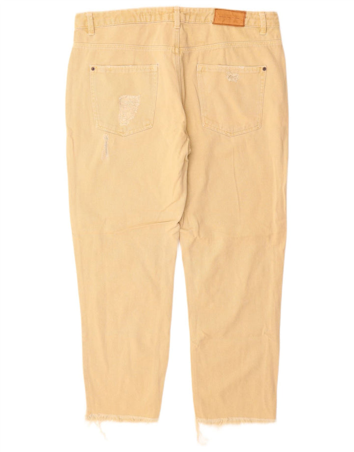 ZARA Womens Distressed Cropped Jeans EU 40 Medium W30 L25 Beige Cotton