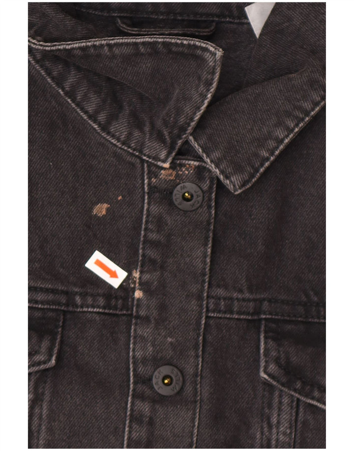 JACK WILLS Ženska prevelika crop traper jakna UK 10 Mala siva pamuk