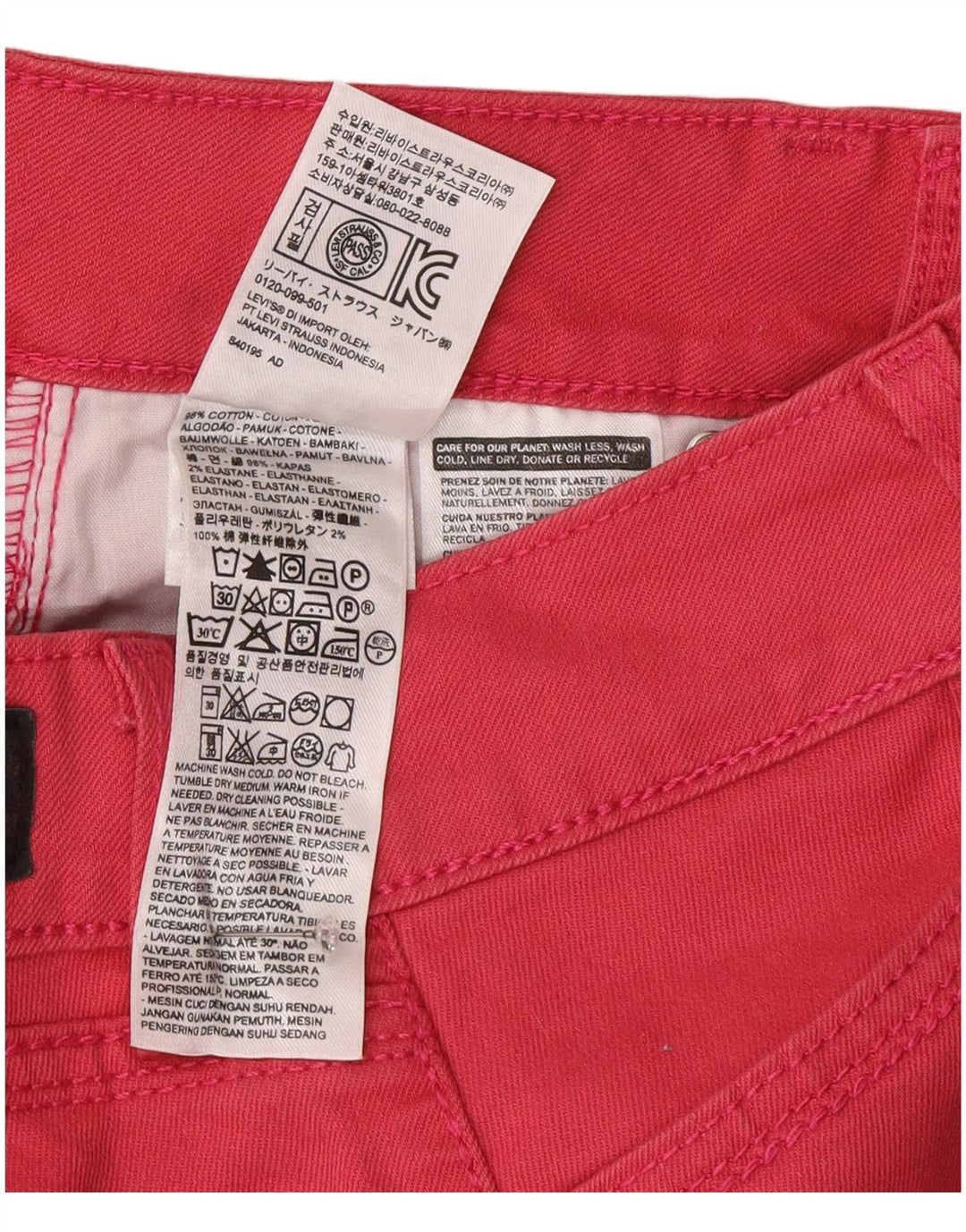 Levi's ženske kapri traperice US 4 male W27 L20 ružičasti pamuk