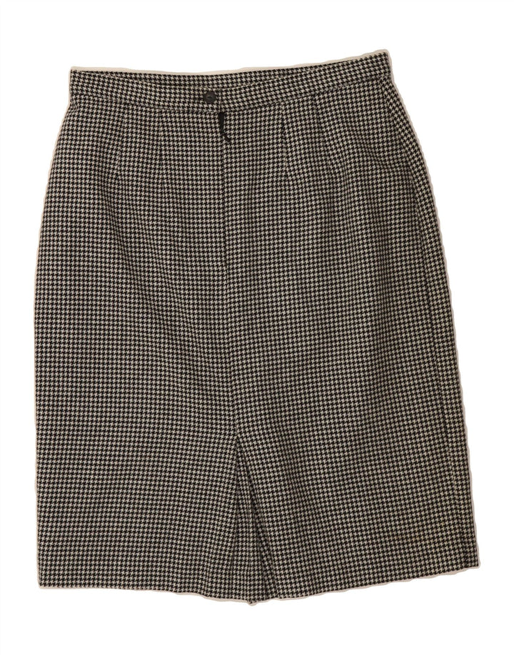 ST MICHAEL Womens Pencil Skirt UK 16 Large W32  Black Houndstooth Wool Vintage St Michael and Second-Hand St Michael from Messina Hembry 