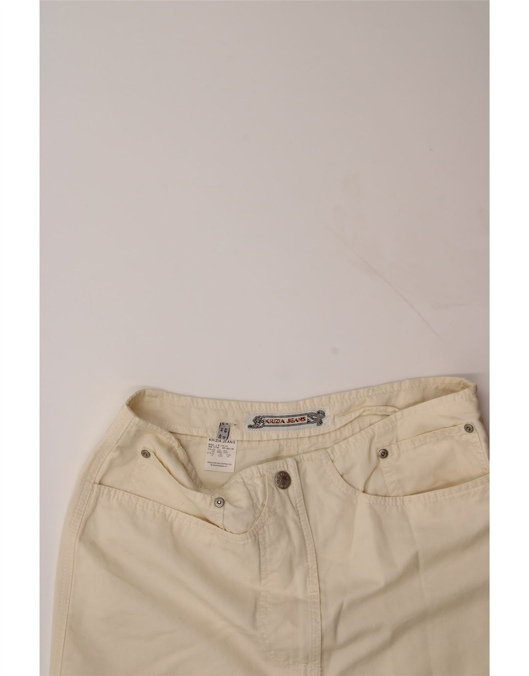KRIZIA Womens Mini Skirt UK 14 Medium W30  Off White Cotton Vintage Krizia and Second-Hand Krizia from Messina Hembry 
