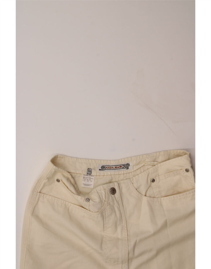 KRIZIA Womens Mini Skirt UK 14 Medium W30  Off White Cotton Vintage Krizia and Second-Hand Krizia from Messina Hembry 