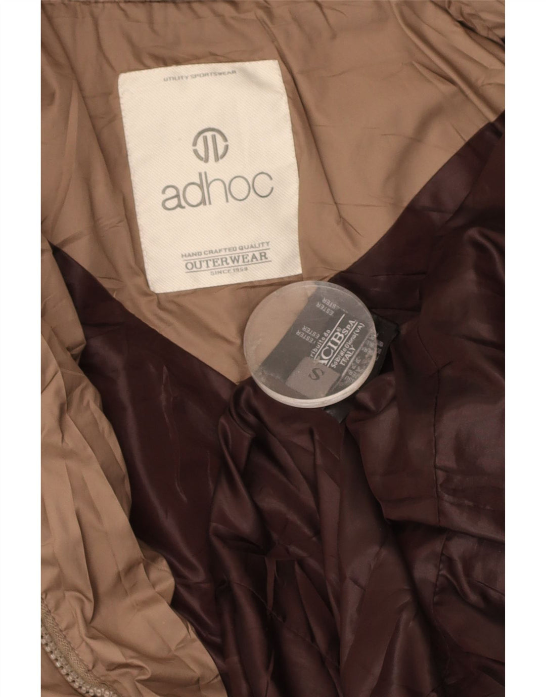 VINTAGE Womens Oversized Padded Coat UK 10 Small Beige Polyester