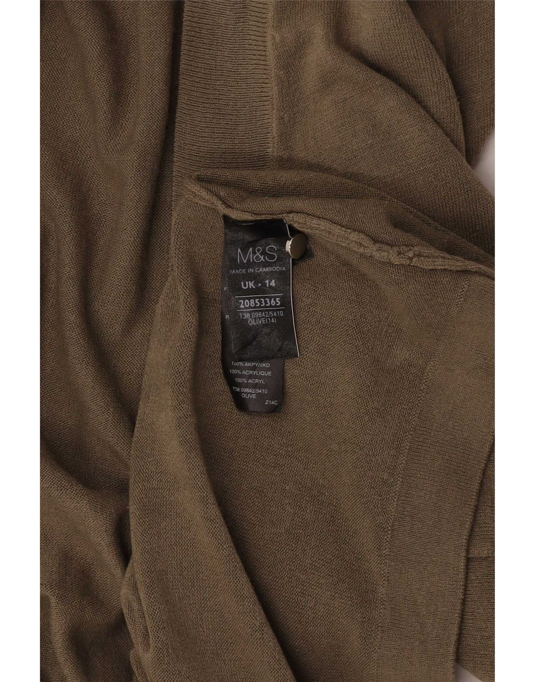 Marks & Spencer ženski dugi otvoreni kardigan pulover UK 14 srednje boje kaki