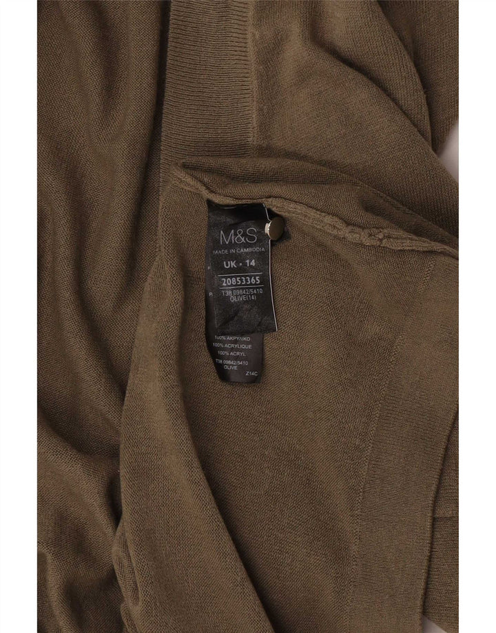 Marks & Spencer ženski dugi otvoreni kardigan pulover UK 14 srednje boje kaki