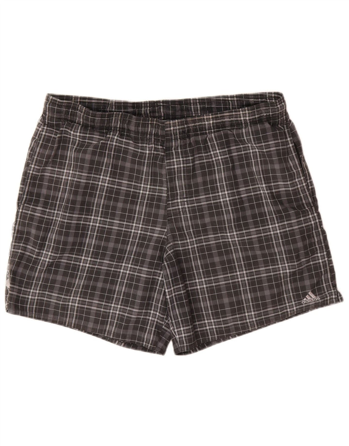 Adidas muške kratke hlače za plivanje srednje sive karirane poliester