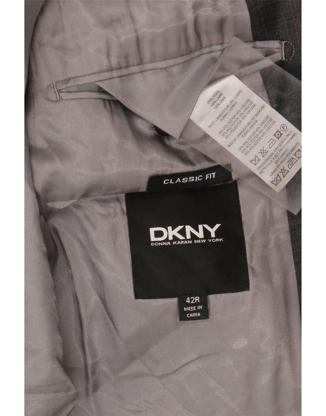 Dkny muška jakna klasičnog kroja s 2 gumba UK 42 XL siva vuna