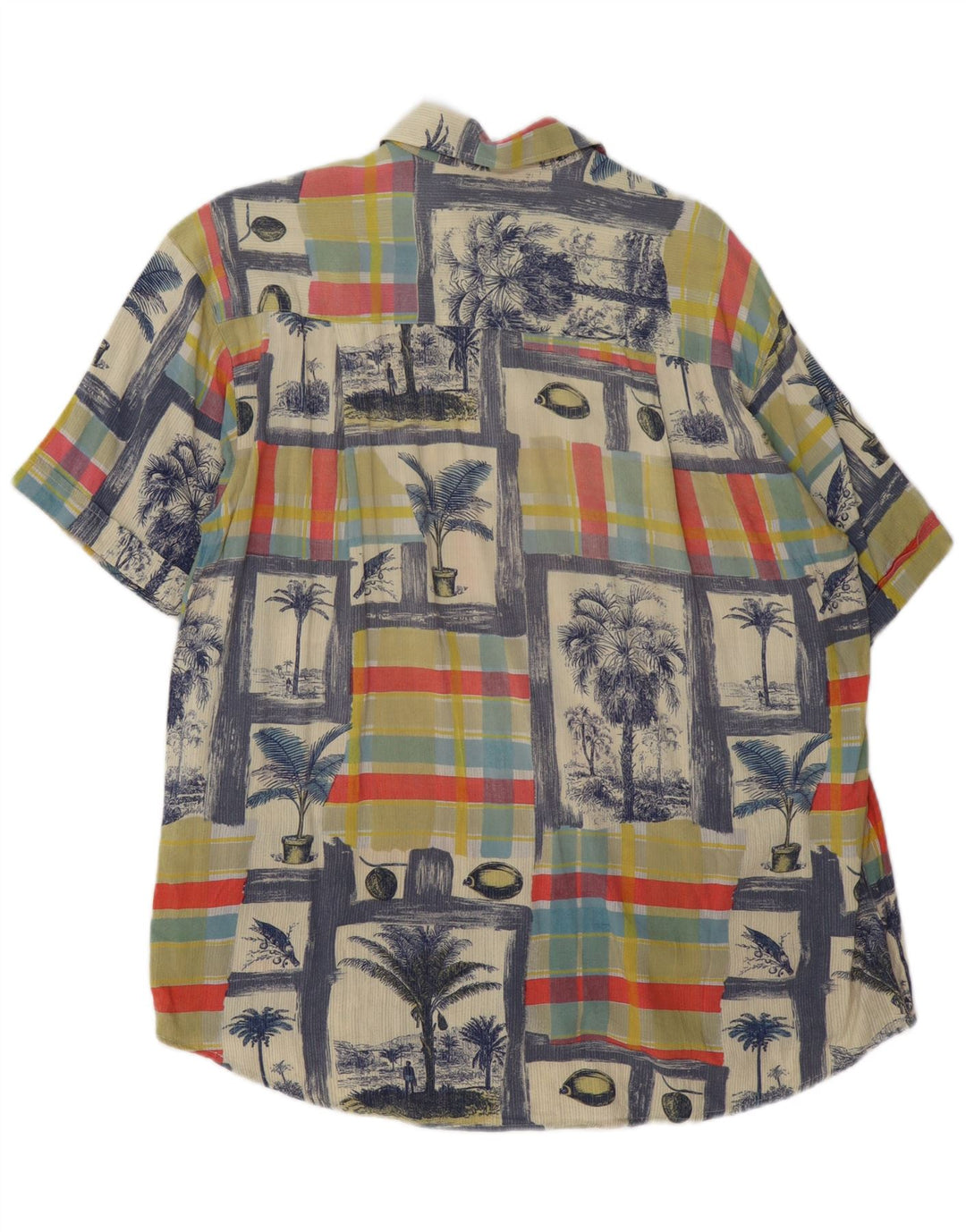 Vintage muška košulja kratkih rukava Veliki raznobojni patchwork