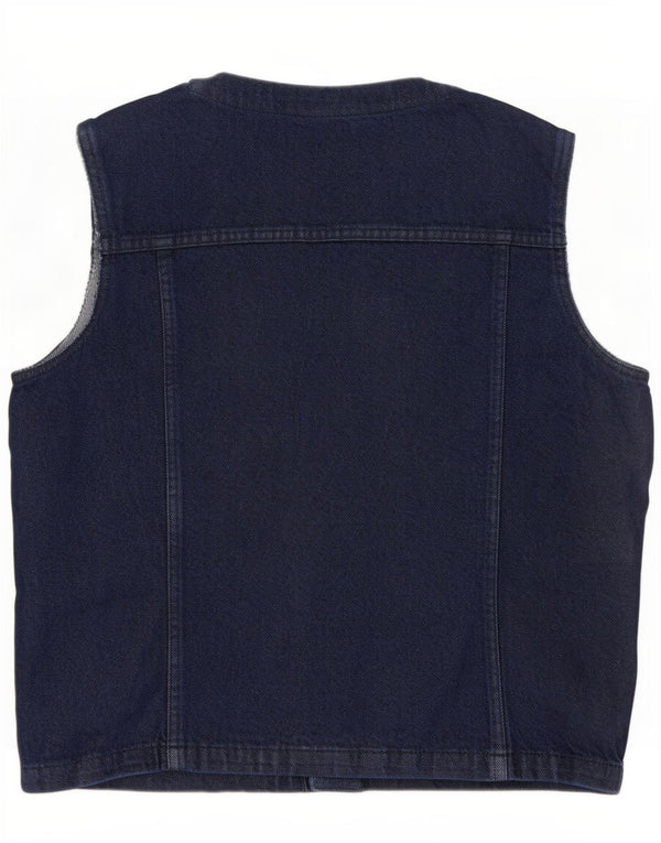 Zara ženska kratka traper majica Utility UK 14 Large tamnoplavi pamuk