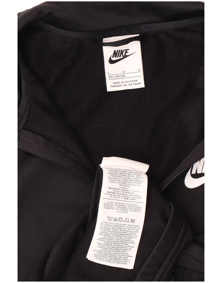 NIKE Boys Tracksuit Top Jacket 12-13 Years Large Black Polyester