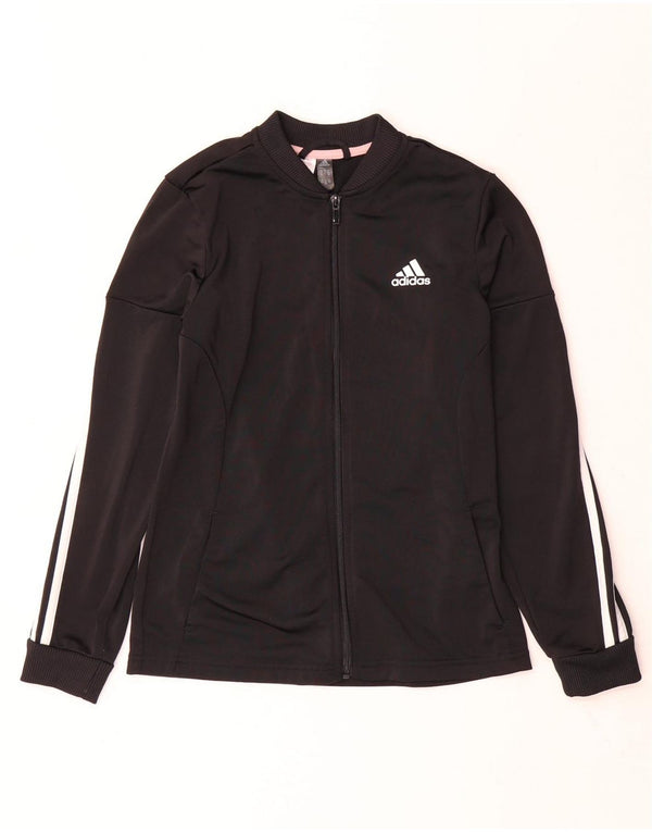 Gornja jakna od trenirke Adidas za djevojčice 11-12 godina, crni poliester