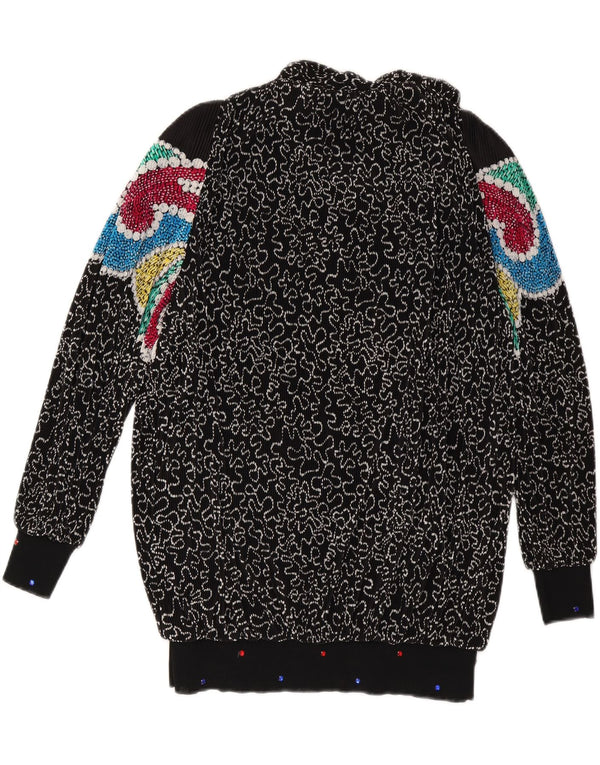 VIRGINIE Womens Oversized V-Neck Jumper Sweater UK 18 XL Black