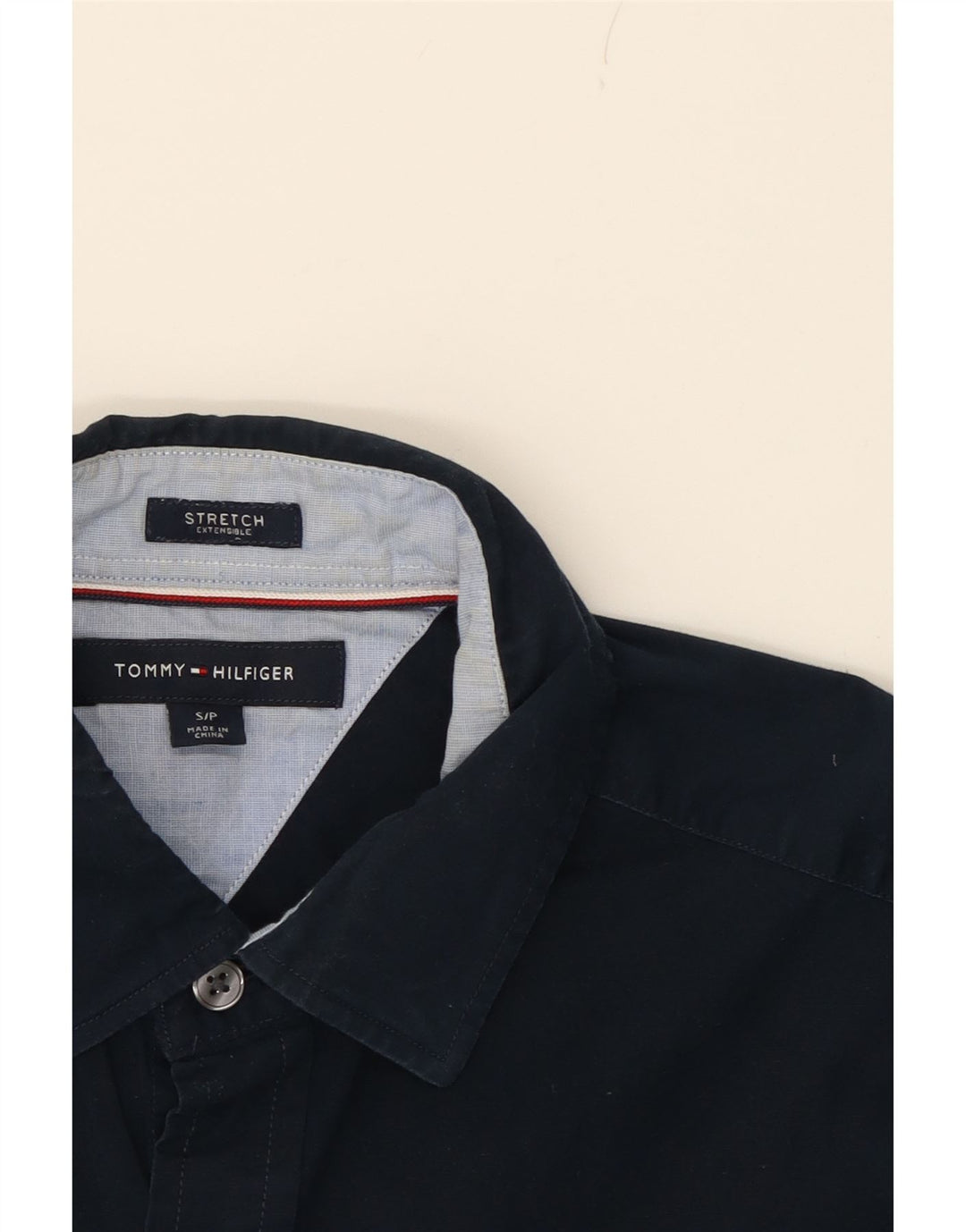 TOMMY HILFIGER Mens Shirt Small Navy Blue Cotton Vintage Tommy Hilfiger and Second-Hand Tommy Hilfiger from Messina Hembry 