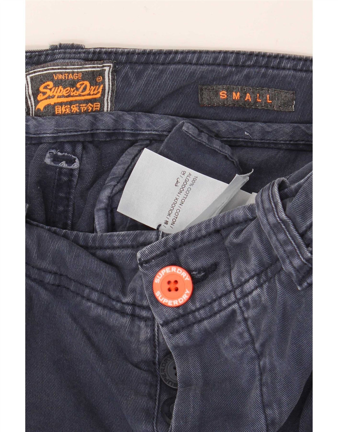 Superdry muške kargo kratke hlače male W29 tamnoplavi pamuk