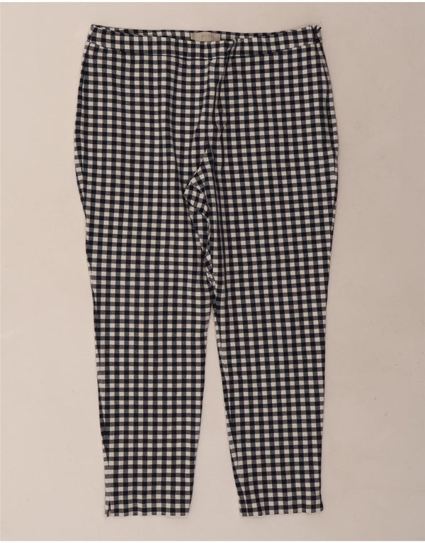 Hobbs Womens Skinny Cropped Trousers UK 16 Large W34 L26 Navy Blue Gingham