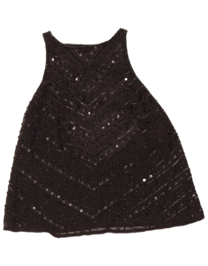 Topshop ženska bluza bez rukava UK 12 srednji crni poliester