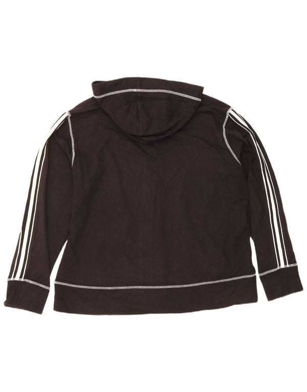 Marks & Spencer ženski pulover s kapuljačom na patentni zatvarač UK 20 2XL crni prugasti pamuk