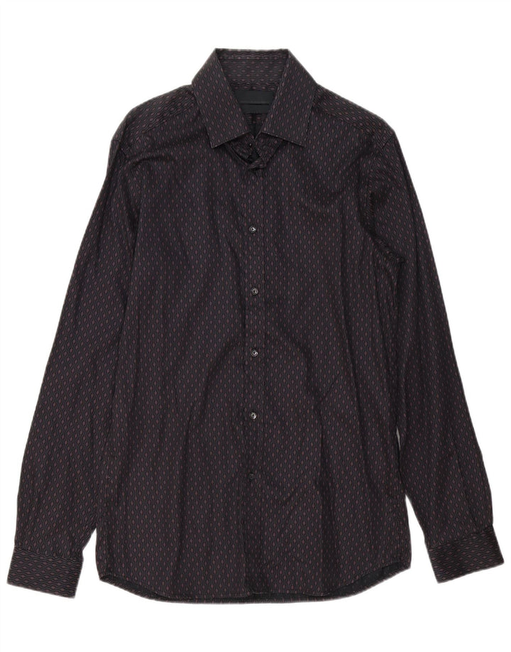 Diesel Mens Shirt IT 48 Medium Burgundy Geometric Cotton