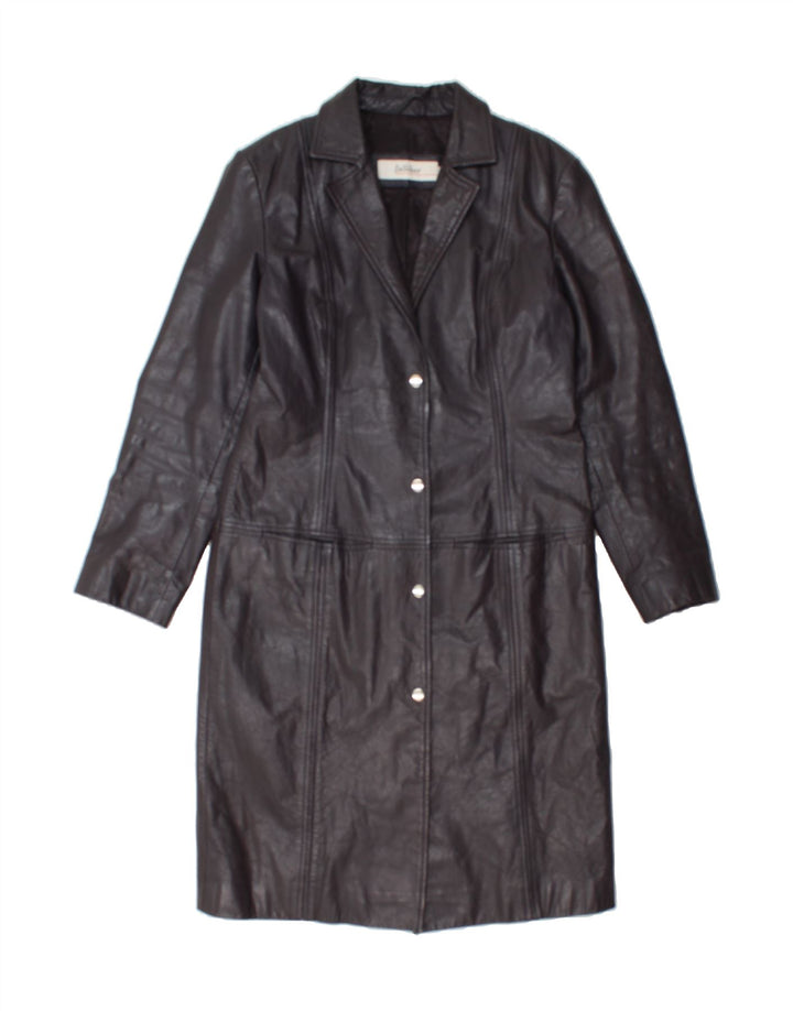 VINTAGE Womens Leather Coat UK 12 Medium Black Leather Vintage Vintage and Second-Hand Vintage from Messina Hembry 