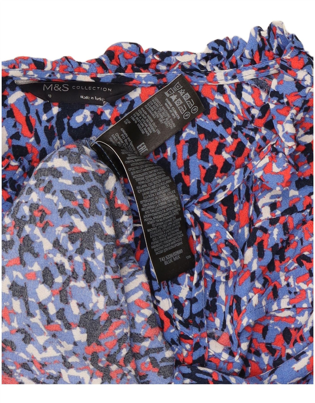 Top ženske bluze Marks & Spencer UK 18 XL Plavi životinjski print od viskoze