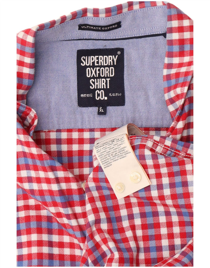 Superdry muška majica kratkih rukava 2XL crveni pamuk od ginghama