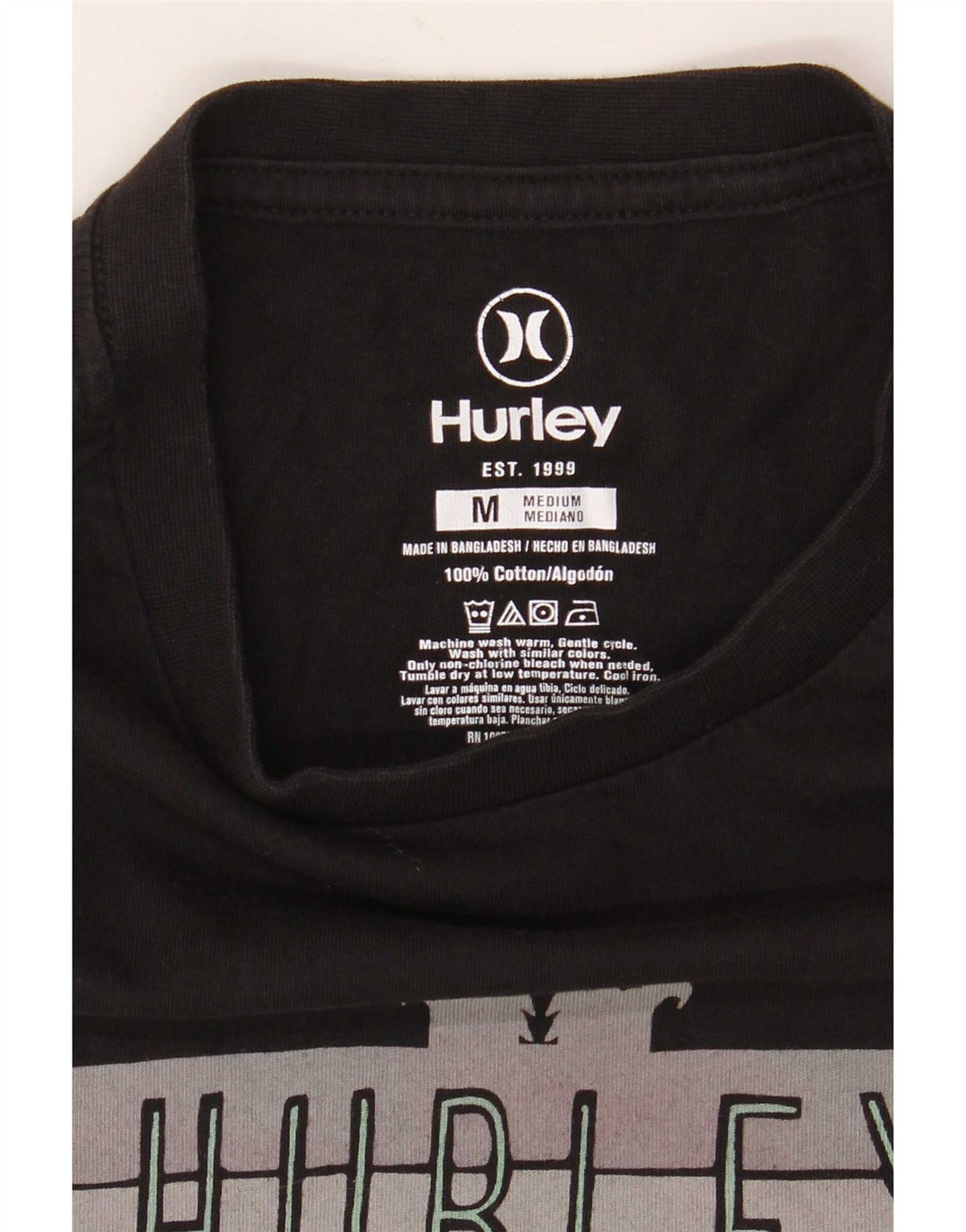 Muška majica s grafičkim motivima Hurley, srednji crni pamuk