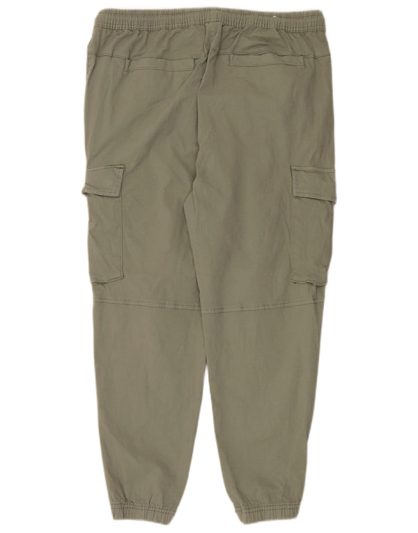 Zara Mens Joggers Cargo Trousers XL W36 L28 Khaki Cotton
