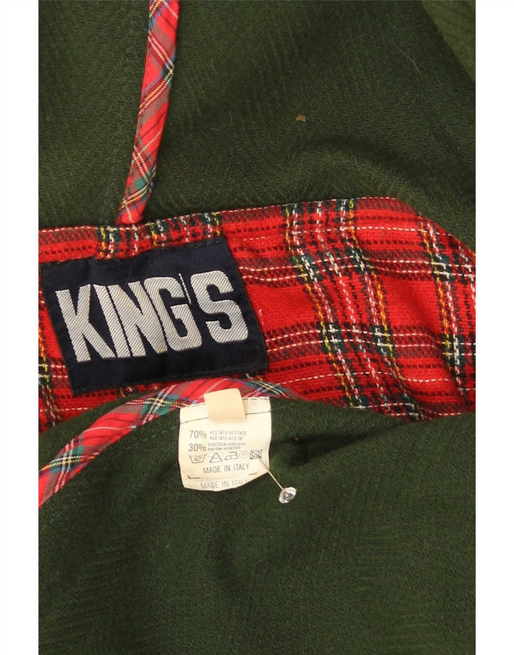 Vintage muški duffle kaput s kapuljačom UK 38 Srednje zeleni acetat