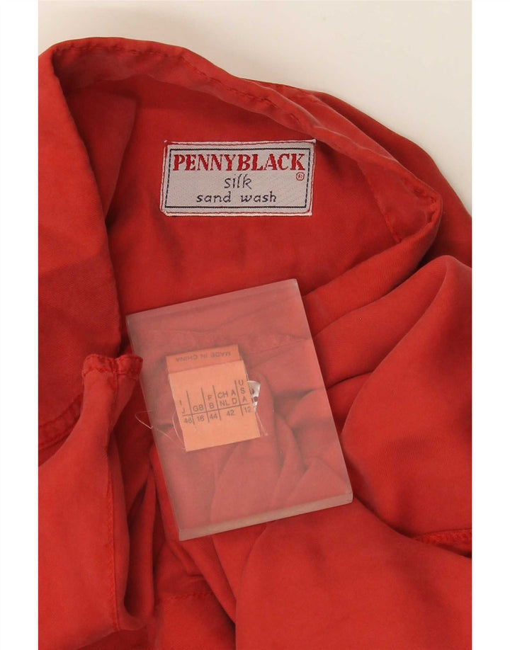 Penny Crna ženska košulja bluza UK 16 Velika crvena svila