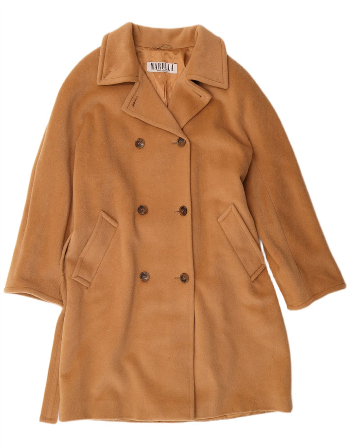 MARELLA ženski kaput s dvorednim kopčanjem UK 12 srednje bež djevičanske vune Classic