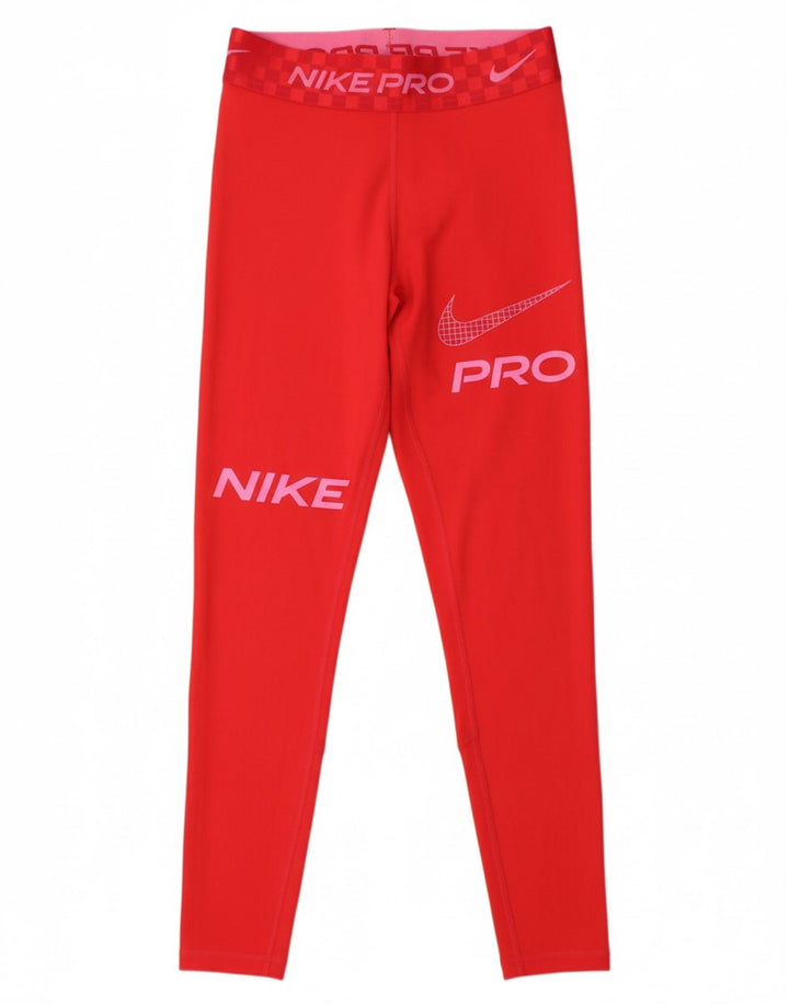 NIKE Womens Dri Fit Graphic Leggings UK 6 XS  Red Polyester