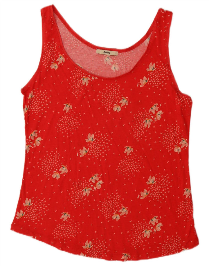 OASIS Ženski top prsluk UK 14 Veliki crveni cvjetni viskoza