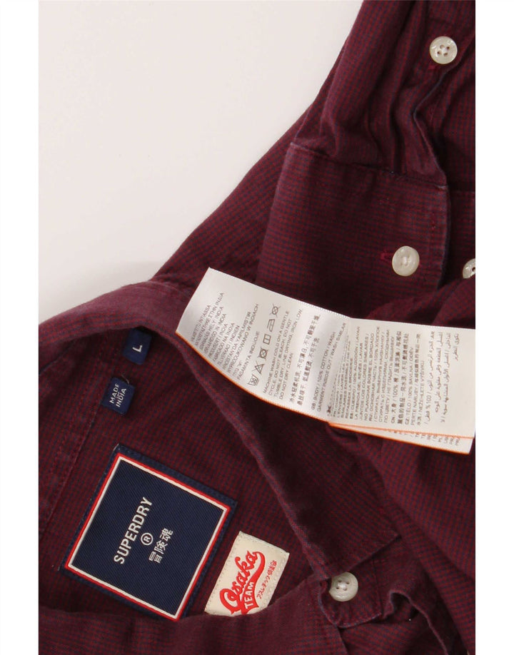 Superdry muška košulja Large Burgundy Houndstooth Pamuk