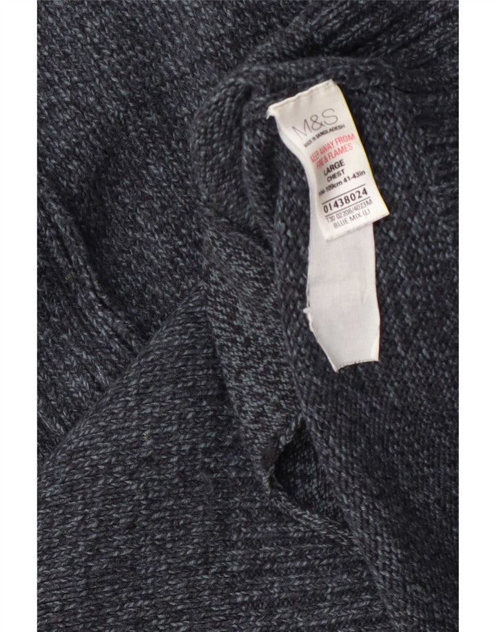 Marks & Spencer muški kardigan pulover s punim patentnim zatvaračem Veliki sivi flekasti akrilni pulover