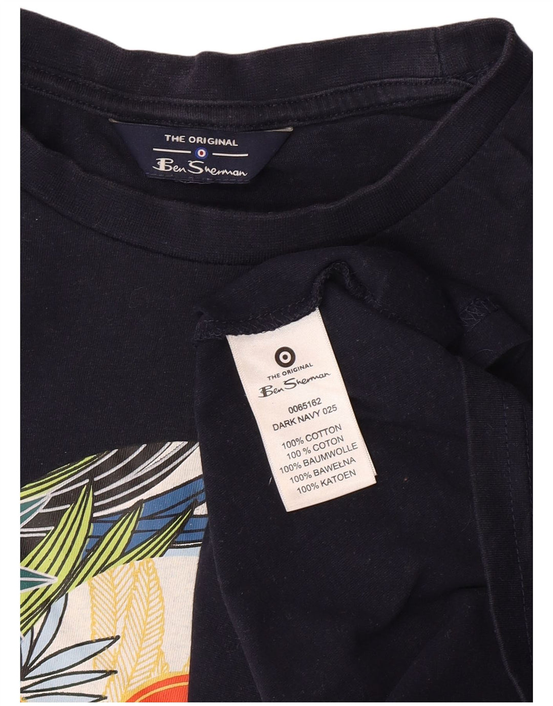 BEN SHERMAN Mens Graphic T-Shirt Top Medium Navy Blue Cotton
