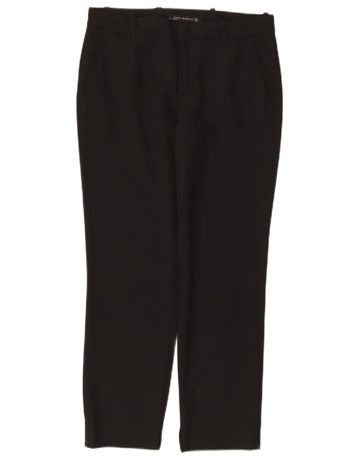 ZARA ženske ravne chino hlače male W26 L26 crni poliester