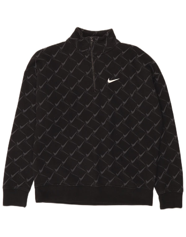 Nike muška majica s 1/4 patentnim zatvaračem, mali crni sportski džemper slobodnog kroja