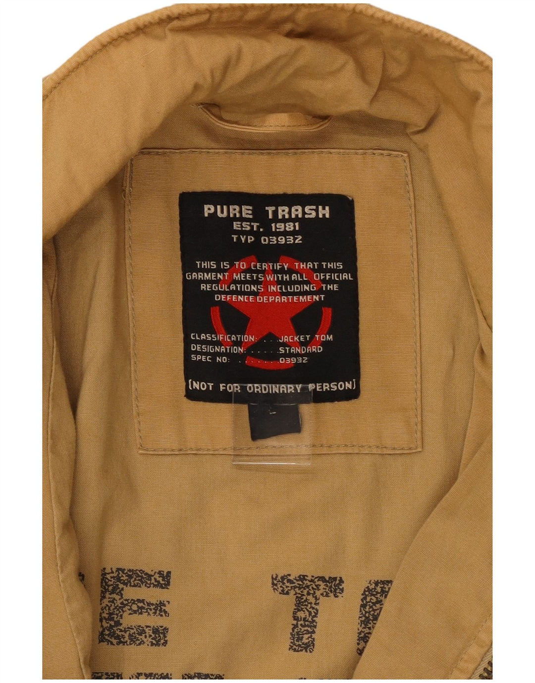 Pure Trash muška vojna jakna UK 40 Large Beige Cotton