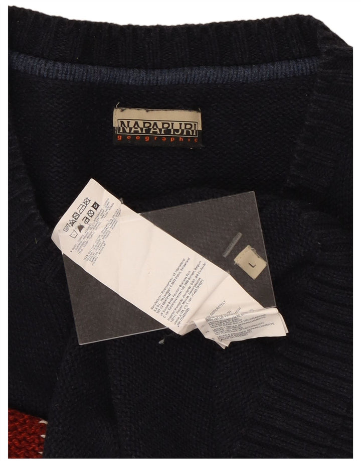 NAPAPIJRI Veliki muški džemper s okruglim izrezom, tamnoplavi pamuk