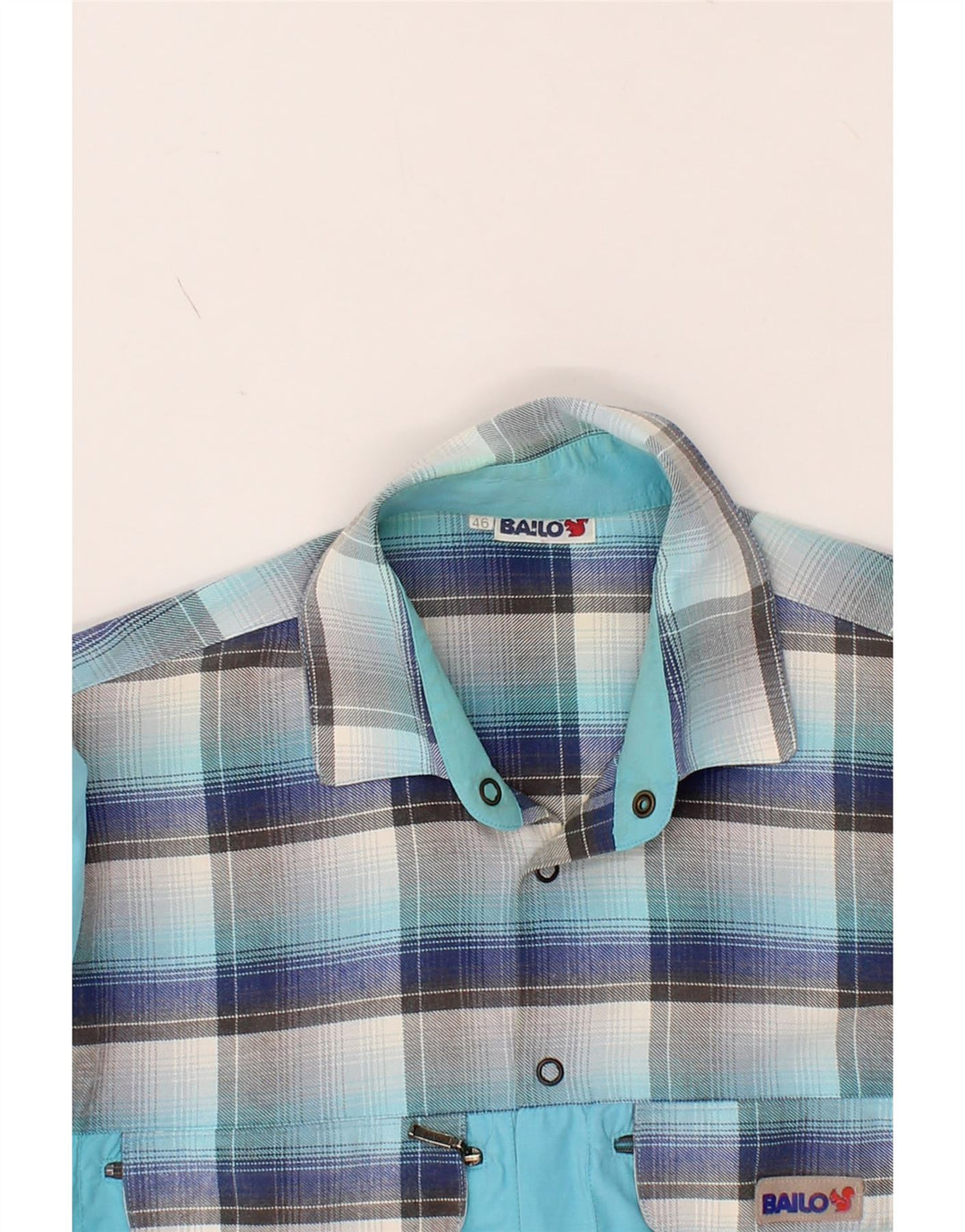 BAILO Mens Shirt IT 46 Small Blue Check Cotton Vintage Bailo and Second-Hand Bailo from Messina Hembry 