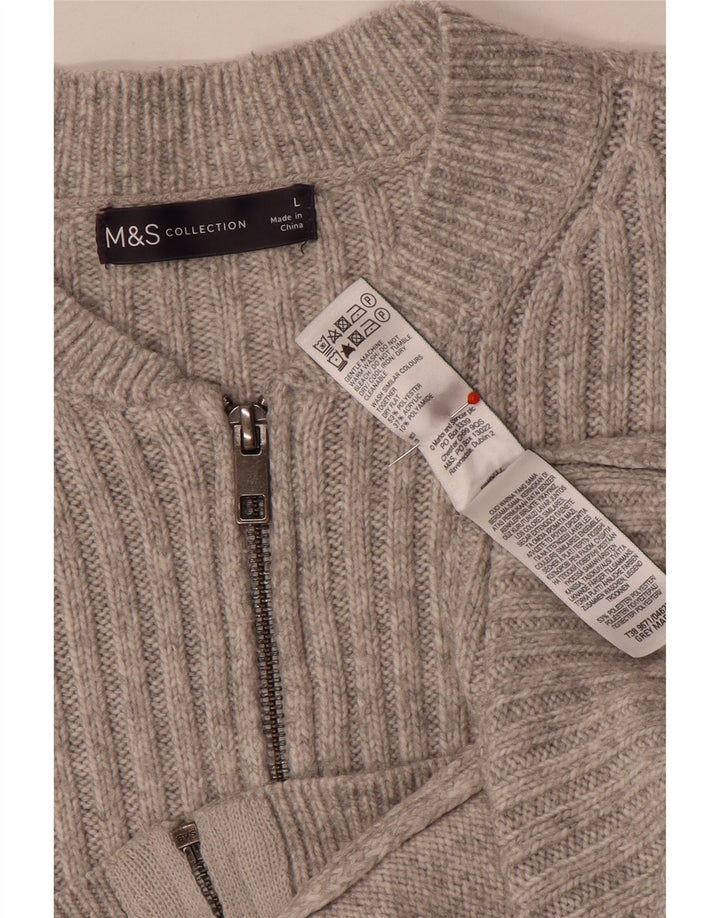 Marks & Spencer ženski prekomjerni kratki kardigan džemper UK 16 veliki sivi