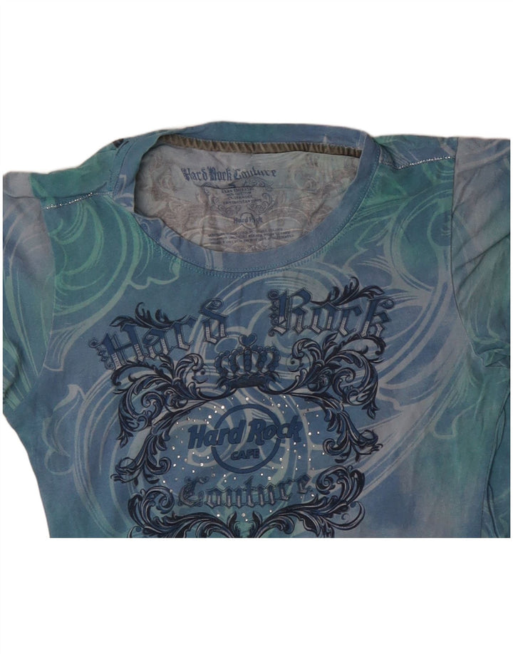 HARD ROCK CAFE Ženska modna grafička majica kratkih rukava UK 8 Small Blue Tie Dye