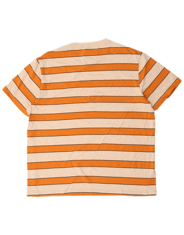 Crew Clothing Mens T-Shirt Top 2XL Beige Striped Cotton