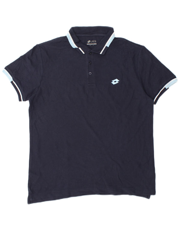 LOTTO Mens Life's Polo Shirt Large Navy Blue Cotton