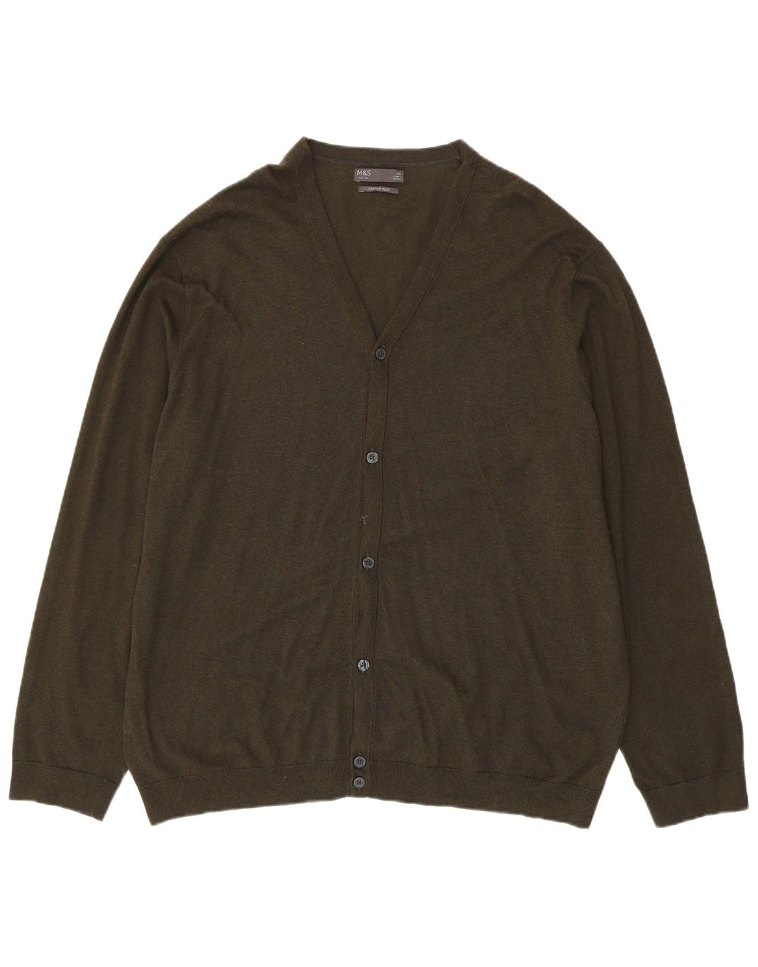 Marks & Spencer muški kardigan džemper 2XL kaki pamuk